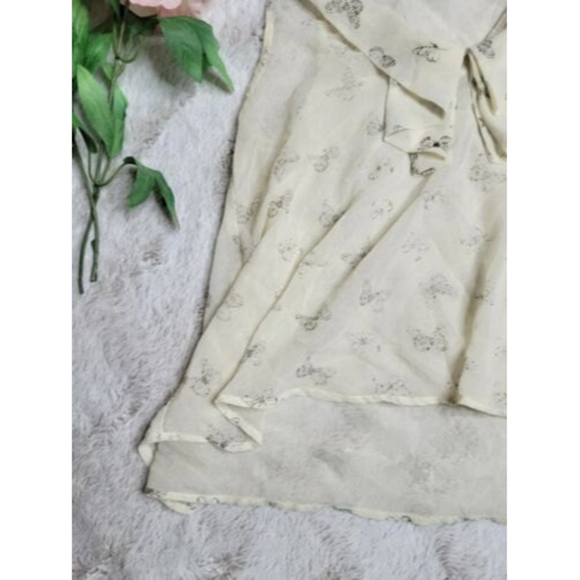 HIP Happening In The Present Butterfly Print Ruffle Collar Cram Blouse Sz S - Picture 5 of 9